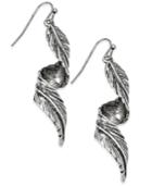 Silver-tone Coiled Leaf Drop Earrings