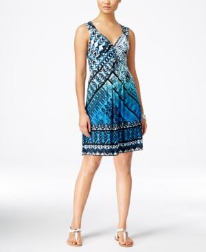 Style & Co. Printed Faux-twist-front Dress, Only At Macy's