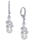 Danori Silver-tone Cubic Zirconia & Imitation Pearl Drop Earrings, Created For Macy's