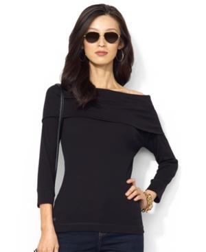 Lauren Jeans Co. Sweater, Long-sleeve Fold-over Neck
