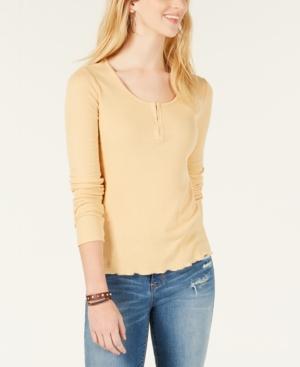 Hippie Rose Juniors' Rib-knit Henley T-shirt