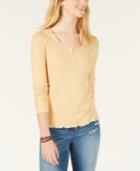 Hippie Rose Juniors' Rib-knit Henley T-shirt