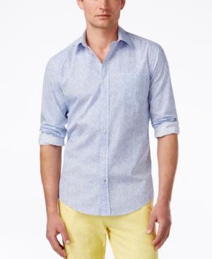 Tommy Hilfiger Men's Cobblestone-print Poplin Long-sleeve Shirt