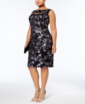 Sl Fashions Metallic Jacquard Sheath Dress