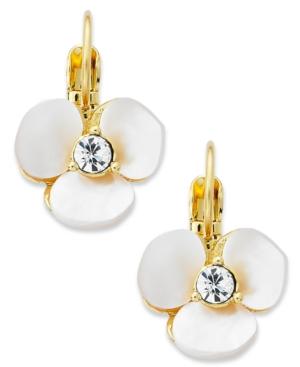 Kate Spade New York Earrings, Gold-tone Cream Disco Pansy Flower Leverback Earrings