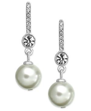 Lauren Ralph Lauren Silver-tone Crystal And Imitation Pearl Drop Earrings
