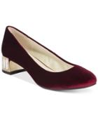 Anne Klein Haedyn Block-heel Velvet Pumps