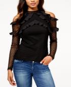 Guess Jessica Ruffled Cold-shoulder Top