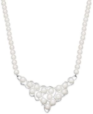 Cultured Freshwater Pearl (7mm) Frontal Necklace In Sterling Silver