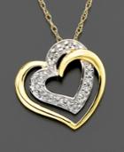 Diamond Necklace, 14k Gold Diamond Heart Pendant (1/10 Ct. T.w.)