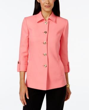 Tahari Asl Textured Three-quarter Sleeve Car Coat