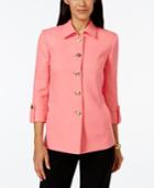 Tahari Asl Textured Three-quarter Sleeve Car Coat
