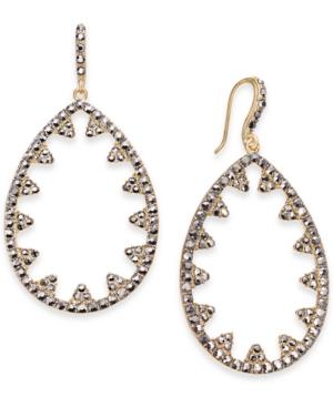 I.n.c. Large 2 Hematite-tone Pave Open Drop Earrings, Created For Macy's
