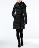 Vera Wang Velvet-trim Asymmetrical Down Puffer Coat