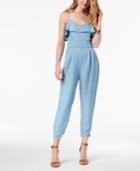 Guess Cotton Denim Flounce Jumpsuit