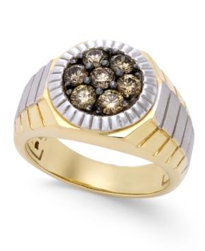 Men's Two-tone Diamond Ring (1 Ct. T.w.) In 10k Gold And Rhodium-plate