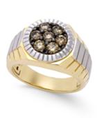 Men's Two-tone Diamond Ring (1 Ct. T.w.) In 10k Gold And Rhodium-plate