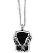 Effy Men's Onyx (31 X 20mm) Eagle Pendant Necklace In Sterling Silver And Black Rhodium