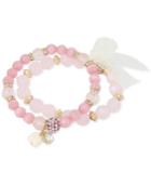 M. Haskell Gold-tone Pink Tonal Faceted Bead Stretch Bracelet
