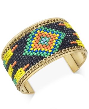 Gold-tone Beaded Cuff Bracelet