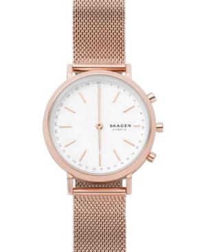 Skagen Women's Mini Hald Rose Gold-tone Stainless Steel Mesh Bracelet Hybrid Smart Watch 34mm