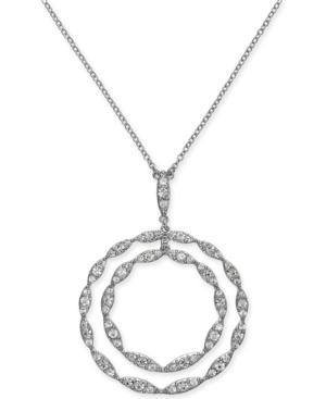 I.n.c. Silver-tone Crystal Double Circle Pendant Necklace, 29 + 3 Extender, Created For Macy's