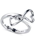 Mother Daughter Friends Double Heart Ring In Sterling Silver