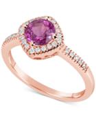 Pink Sapphire (1 Ct. T.w.) & Diamond (1/6 Ct. T.w.) Ring In 14k Rose Gold