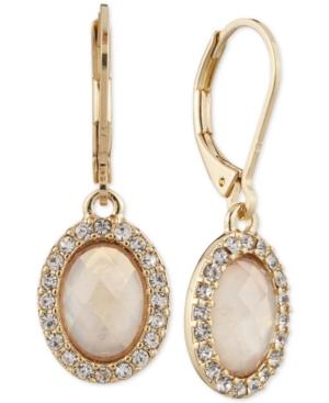 Anne Klein Gold-tone Stone And Pave Oval Drop Earrings