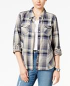 Style & Co Petite Mixed-print Plaid Shirt, Only At Macy's