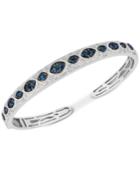 Sapphire (1-3/4 Ct. T.w.) & Diamond (1/6 Ct. T.w.) Bangle Bracelet In Sterling Silver