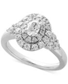 Cubic Zirconia Halo Engagement Ring In Sterling Silver
