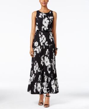 Jessica Howard Petite Floral-print Pleated Maxi Dress