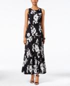Jessica Howard Petite Floral-print Pleated Maxi Dress