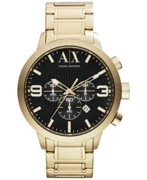 Ax Armani Exchange Men's Chronograph Gold-tone Stainless Steel Bracelet Watch 49mm Ax1357