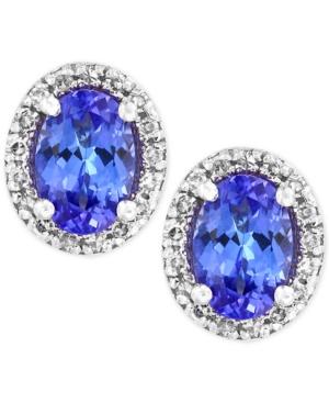Tanzanite Royale By Effy Tanzanite (7/8 Ct. T.w.) Diamond (1/8 Ct. T.w.) Stud Earrings In 14k White Gold, Created For Macy's