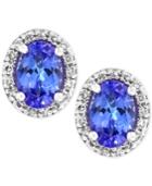 Tanzanite Royale By Effy Tanzanite (7/8 Ct. T.w.) Diamond (1/8 Ct. T.w.) Stud Earrings In 14k White Gold, Created For Macy's