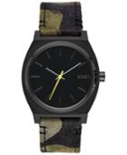 Nixon Time Teller Leather/canvas Strap Watch 37mm