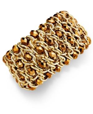 Inc International Concepts Bracelet, Gold-tone Bronze Glass Beaded Stretch Bracelet