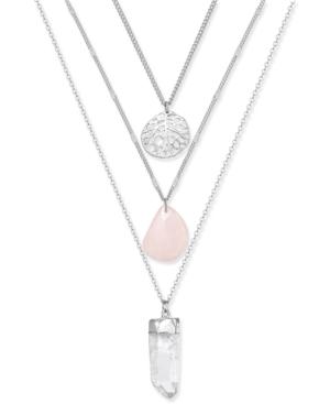 Inspired Life Silver-tone Metal Disc And Stone Layer Pendant Necklace
