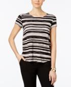 Alfani Petite Striped Shirttail Top, Only At Macy's