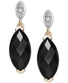 Onyx (12 X 6mm) & Diamond Accent Drop Earrings In 14k Gold