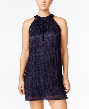 Crystal Doll Juniors' Metallic Shift Dress