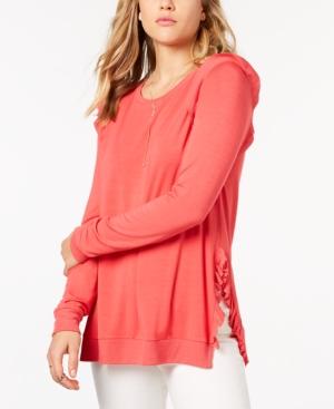 Kensie Ruffled Contrast Sweater