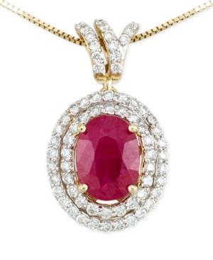Rare Featuring Gemfields Certified Ruby (1 Ct. T.w.) And Diamond (1/3 Ct. T.w.) Pendant Necklace In 14k Gold