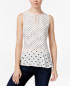 Maison Jules Polka-dot Peplum Top, Only At Macy's
