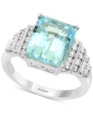 Effy Aquamarine (3-9/10 Ct. T.w.) & Diamond (3/8 Ct. T.w.) Ring In 14k White Gold