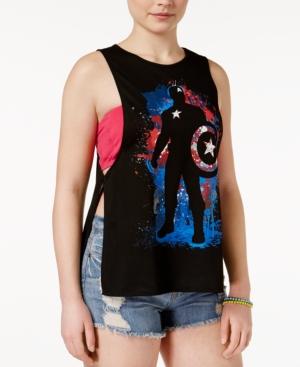 Freeze 24-7 Juniors' Captain America Side-slit Graphic Tank