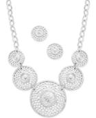Charter Club Silver-tone Statement Necklace And Matching Stud Earrings