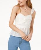 Astr The Label Cotton One-shoulder Eyelet Top